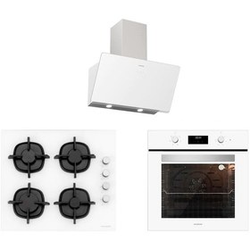 Resim Silverline BO6502W02 - CS5343W01 - 3457 Soho 60 Beyaz Cam Ankastre Set 