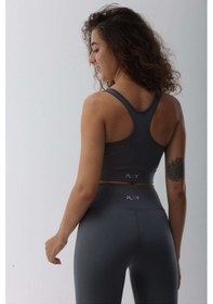Resim Playsportswear Polyester Gri Normal Bel Fitted Basic Sporcu Tayt Gri 