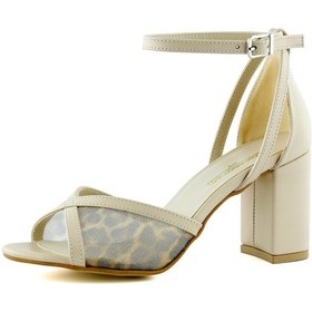 Resim Erkan Saçmacı Charlotte Ten Leopar Çapraz Bantlı Fileli Kalın Topuklu Zarif Abiye Ayakkabı Leopar 