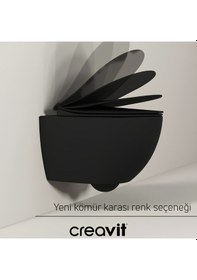 Resim Creavit Free Kanalsız Kömür Karası Asma Klozet Fe322, Creavit Free Duck Duroplast Yavaş Kapak Mat Siyah 