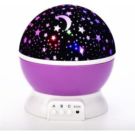 Resim Hombey Mor Renkli Dönen Yıldız Gökyüzü Projeksiyonu Led Gece Lambası - Usb İle Çalışır, Pil Dahil Değil 