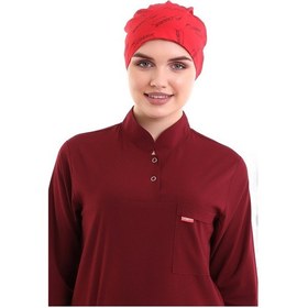 Resim Kırmızı Kemal Atatürk Desenli Tesettür Cerrahi Bone​​​​​​​ - Tese-Standart-1908 K.Ata.Kırmızı 