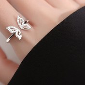Resim Rhinestone Kaplama ile Vintage & Basit Stil Kelebek Yüzük, Kadınlar için Alaşım Moda Yüzük - Günlük ve Parti Davetleri için Çok Yönlü Tasarım 
