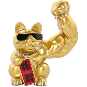 Resim Japon Maneki Neko Şanslı Kedi Figürü Reçine No.2 23x20cm 