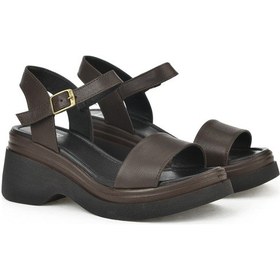 Resim Ziya, Kadın Hakiki Deri Topuklu Sandalet 141992z68002 Kahve 141992z68002 300 Kahverengi 