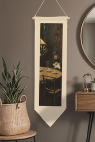 Resim Duvar Halısı Pinterest Oda Dekoru, Monet Sanat Serisi, 100cm Kanvas Flama Askılı Duvar Örtüsü NO:591 - Renkli - 14 / 30 x 100 