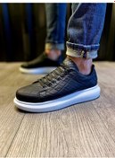 Resim Shoecide Yüksek Taban Günlük Ayakkabı 044 Kapitone Siyah Beyaz Taban Siyah Beyaz Taban Siyah - Beyaz 