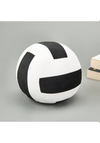 Resim Soft Voleybol Topu Figürlü Yastık - Siyah / Beyaz - 20 Cm 