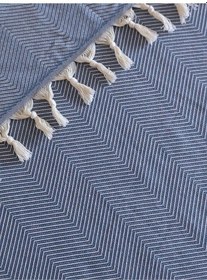 Resim %100 Pamuk Koltuk Örtüsü - Çok Amaçlı Koltuk Şalı, Pike, Piknik Örtüsü-170x220cm Mavı Mavi 