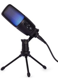 Resim Driton Mv-3 Siyah Rgb Usb Oyuncu Yayıncı Ve Podcast Için Uyumlu Condenser Mikrofon 
