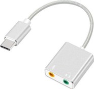 Resim Macbook Uyumlu Usb Type-c To Harici Ses Kartı Adaptörü Jack 3.5mm Kulaklık + Mikrofon - Gümüş CoverZone