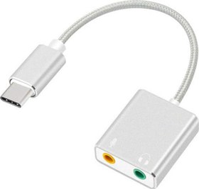 Resim Macbook Uyumlu Usb Type-c To Harici Ses Kartı Adaptörü Jack 3.5mm Kulaklık + Mikrofon - Gümüş 