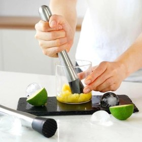 Resim Gusion Meyve Ezici Tokmak Paslanmaz Çelik Mojito Kokteyl Limonata Detoks Oluklu Kaymaz Yüzey 