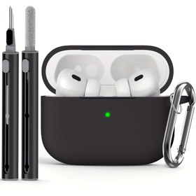 Resim For Apple for airpods 4/3/Pro 2. Nesil, AirPod Pro/2/1 için Yumuşak Silikon Korumalı Kılıf, Anahtarlık ve Temizlik Kiti Dahil 