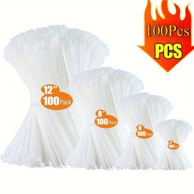 Resim 4/8/12/16/20/30.48 cm boyutlarında kendinden kilitli plastik zip bağları - Ev, ofis, çit ağları ve daha fazlası için dayanıklı kablo yönetimi - Verimli organizasyon için pürüzsüz plastik askılar, kablo bağları, ofis organizasyonu, şık görünüm, sağlam yapı 