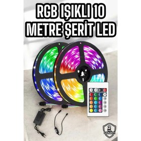 Resim Bucuks Mey Ithalat® Yeni Nesil Rgb Işıklı 10METRE Şerit LED Kumandalı Şarj Edilebilir 