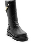 Resim Milano uzun deri siyah zincir detaylı rahat şık çizme 