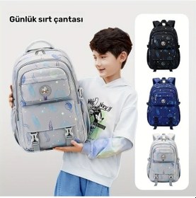 Resim Turcoshop11 Siyah L Galaxy Explorer Dayanıklı Büyük Kapasiteli Astronot Yıldızlı Okul Sırt Çantası Gençler İçin Siyah 