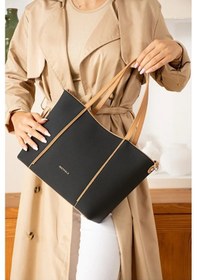 Resim Just Polo Kadın Yeni Sezon Büyük Boy Lüks El Ve Omuz Çantası Shoulder Bag Siyah - Taba 