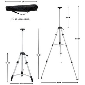 Resim Katlanabilir Alüminyum Tripod Şövale - Kollu Yükseklik Ayarlı, Su Terazili, Gümüş 