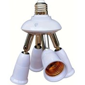 Resim Boatshop1 Harika Beyaz 4ü 1 Arada E27 E26 Led Ampul Soketi Adaptörü Ayarlanabilir Işık Bölücü Dönüştürücü 360 Dönebilir 180 Bükülebilir Kollar Metal Kaplama 1 Adet 