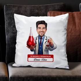 Resim En Başarılı Erkek Hermatolog Karikatürlü Yastık 