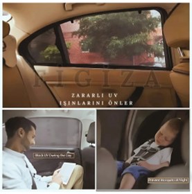 Resim Figiza Araba Arka Yan Cam Güneşlik Uv-güneş Önleyici Araba Bebek Emzirme Perdesi Araç Için Sineklik Perde 