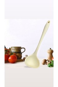 Resim ozbience Çok Renkli 28 cm Isıya Dayanıklı Yanmaz Silikon Kepçe, 1 adet 