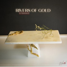 Resim MÜKEMEL Lüks Mermer Kek Standı Altın Kuş Tasarımı ile – Siyah ve Beyaz Mermer - Mükemel orijinal tasarım 