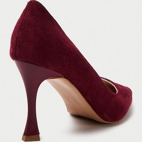 Resim Mubiano Hakiki Deri MB970-BRD Kadın İnce 9 cm Topuklu Bordo Süet Stiletto & Topuklu Ayakkabı 