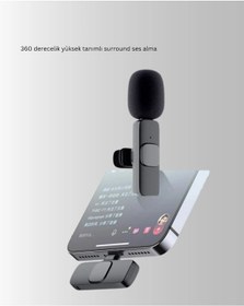 Resim Mey İthalat 2 Li Kablosuz Yaka Mikrofonu Apple iPhone Uyumlu İçin Profesyonel Video Ses 