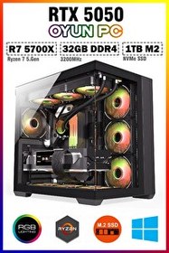 Resim Zeiron Arkham X7 Ryzen 7 5700X 32GB RAM 1TB M.2 SSD RTX5050 Sıvı Soğutmalı Oyuncu Masaüstü Bilgisayar 