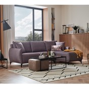 Resim Enza Home Siano Yataklı Sağ Köşe Takımı, Kadife Dokulu - Haki 