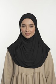 Resim Loggia Pratik Hijab Sandy Şal - Hazır Türban Tesettür Eşarp Namazlık Namaz Örtüsü-Siyah 