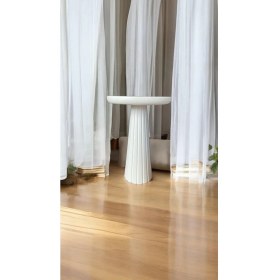 Resim Wood Wooden Ahşap Tekli Fitilli Mantar Yan Sehpa Modern Beyaz Renk Fiskos 