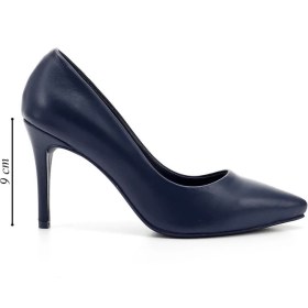 Resim GÖNDERİ(R) Kadın Lacivert Platinum Sivri Burun İnce Topuklu Hakiki Deri Stiletto 