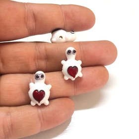 Resim Murano Cam Kaplumbağa Kalpli -Beyaz 