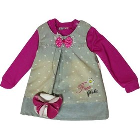 Resim Kız Bebek Etek Gömlekli Takım 9 Fuşya 