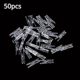 Resim Xuweiwei 50 Adet Şeffaf Plastik Fotoğraf Mandalı - Metal Yaylı Çamaşır Mandalı 