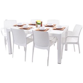 Resim Novussi 6 Sunset Rattan 90X150 Masa Camlı & Sandalye Takımı 