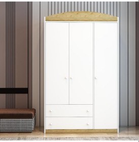 Resim AfilliBebek Afilli Lucia 3 Kapaklı 2 Çekemeceli Tamamı Mdflam Gardrop 