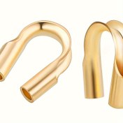 Resim 100 adet 14K Altın Kaplama Tel Koruyucular - DIY Takı Yapımı için U-Şekilli Koruyucu Boncuk Aksesuarları, 4.57cm Altın Metal El Sanatları Malzemeleri 