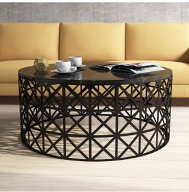 Resim Variant Selin Metal Mermer Desenli Orta Sehpa - Siyah Mermer 