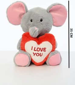 Resim Pufu 35 Cm Kalpli Fil 03009 Gri - Pembe 