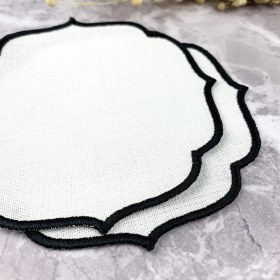 Resim Weare2 Siyah Renkli Nakışlı Keten Efektli 2'li Kokteyl Peçetesi 