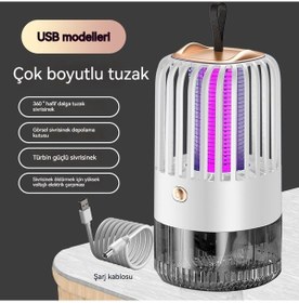 Resim Jian Fan Elektrikşoku Sivrisinek Öldürücü, Lambaşarj Açıkev Usb Sivrisinek Öldür Sivrisinek Kovucu İkisi Bir Arada Sivrisinek Kovucu Beyaz 