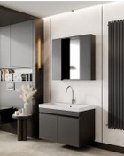Resim Karen Banyo Arya Banyo Dolabi Seti 80 Cm, Mat Antrasit Çok Renkli 