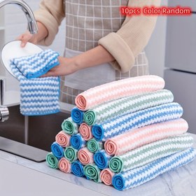 Resim 10 Adet Mutfak Bezleri, Mercan Polar Mikrofiber Temizlik Bezleri, Yumuşak Emici Havlular, Yeniden Kullanılabilir, Mutfak, Banyo ve Araba için Uygun 