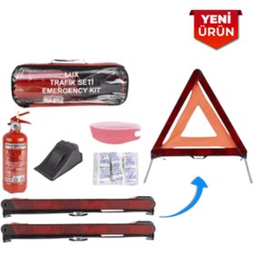 Resim SMX Trafik Seti – Yangın Söndürücülü Dikdörtgen Taşıma Çantalı Araç Güvenlik Seti TS-2004 