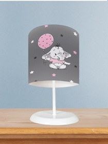 Resim Mekta Home Bebek Ve Çocuk Odası Pembe Filli Balonlu Desenli Abajur 